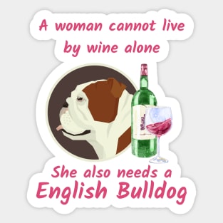 Funny English Bulldog and Wine Sticker